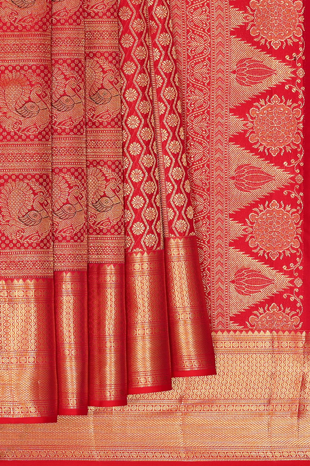 Image of Red Kanchipattu Brocade saree