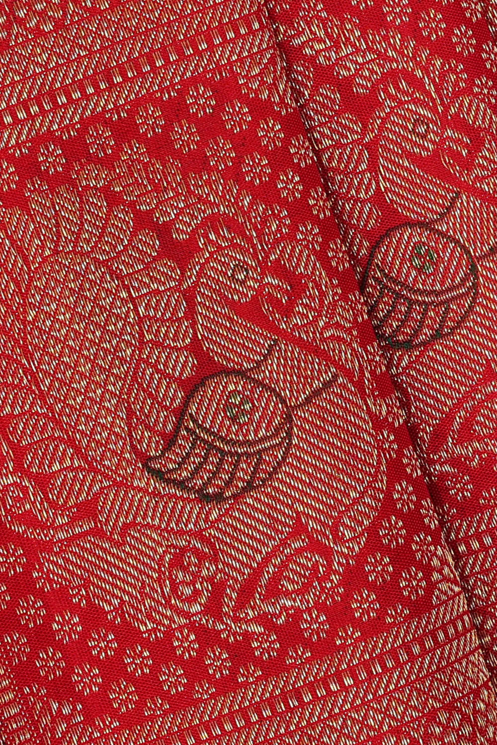 Image of Red Kanchipattu Brocade saree