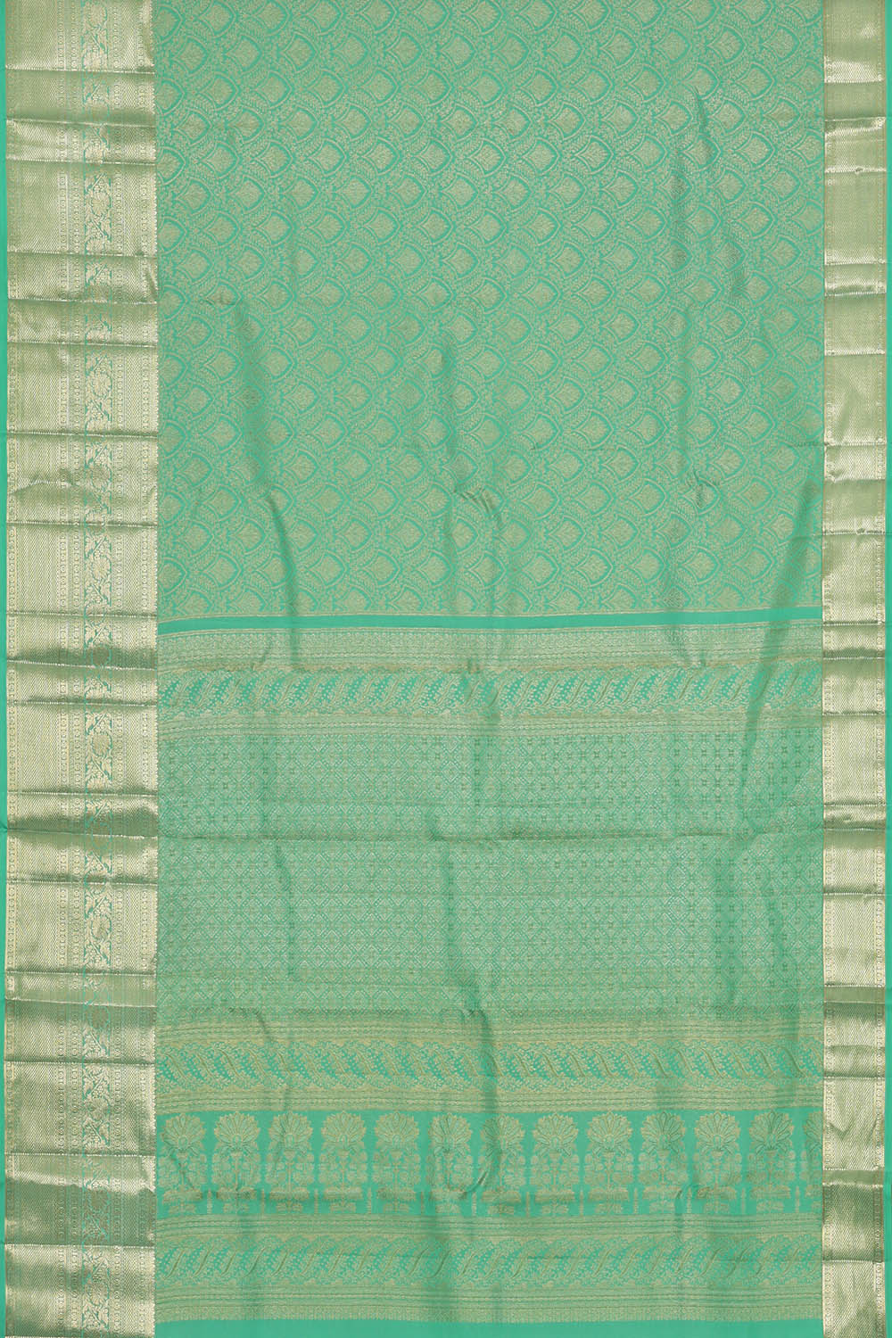 Image of Kanchipattu Aqua-Green Brocade Saree