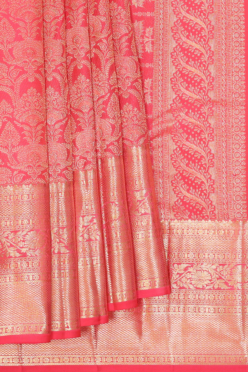 Image of Kanchipattu Fuchsia-Pink Brocade Saree