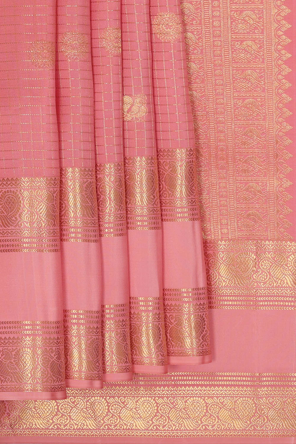 Image of Kanchipattu Pink Kattam Saree