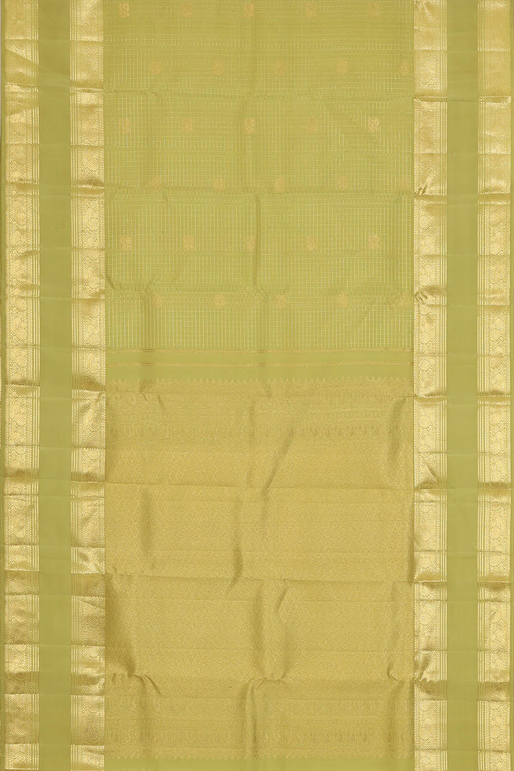 Image of Sage-Green Kanchipattu Kattam Saree