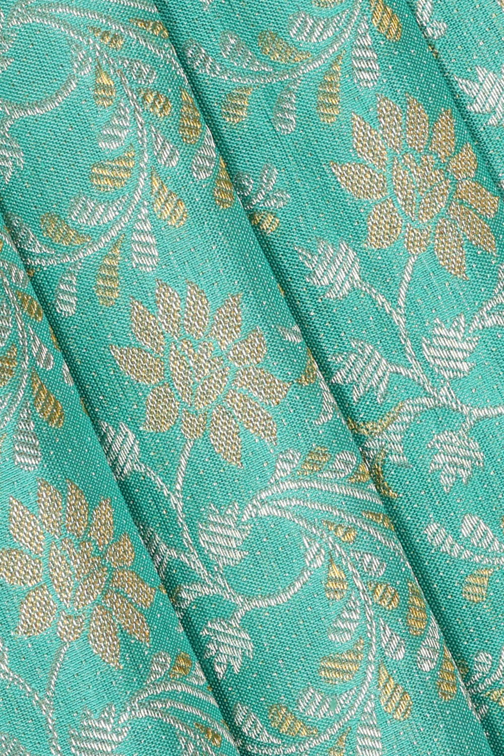 Image of Sea-blue South Silk Brocade Saree
