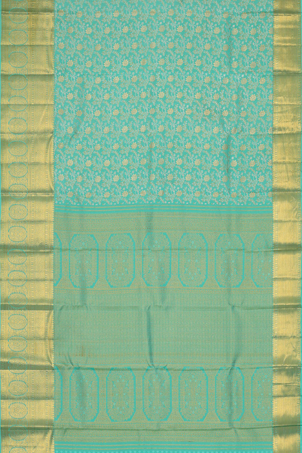 Image of Sea-blue South Silk Brocade Saree