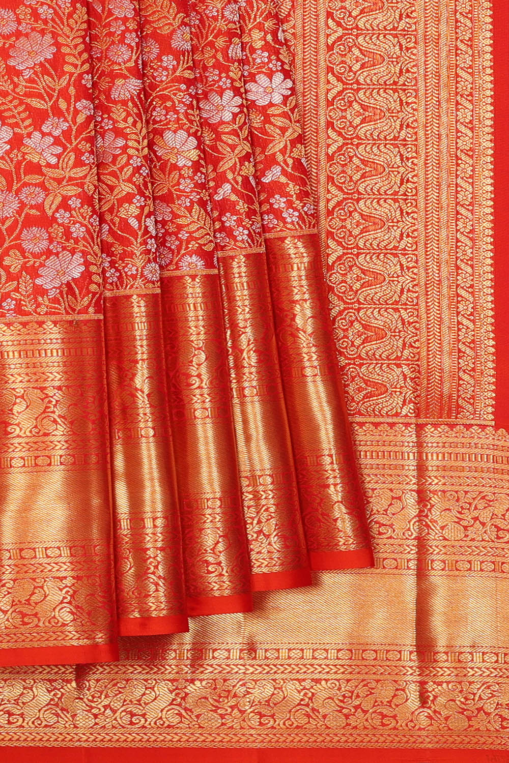 Image of Red Kanchipattu Brocade Saree