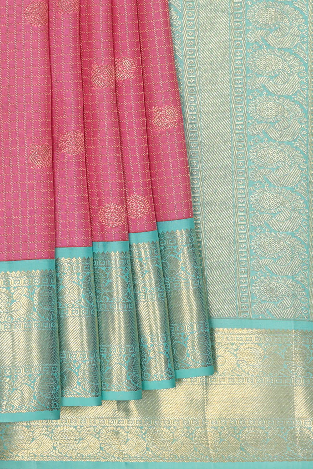 Image of Kanchipattu Pink Kattam Saree