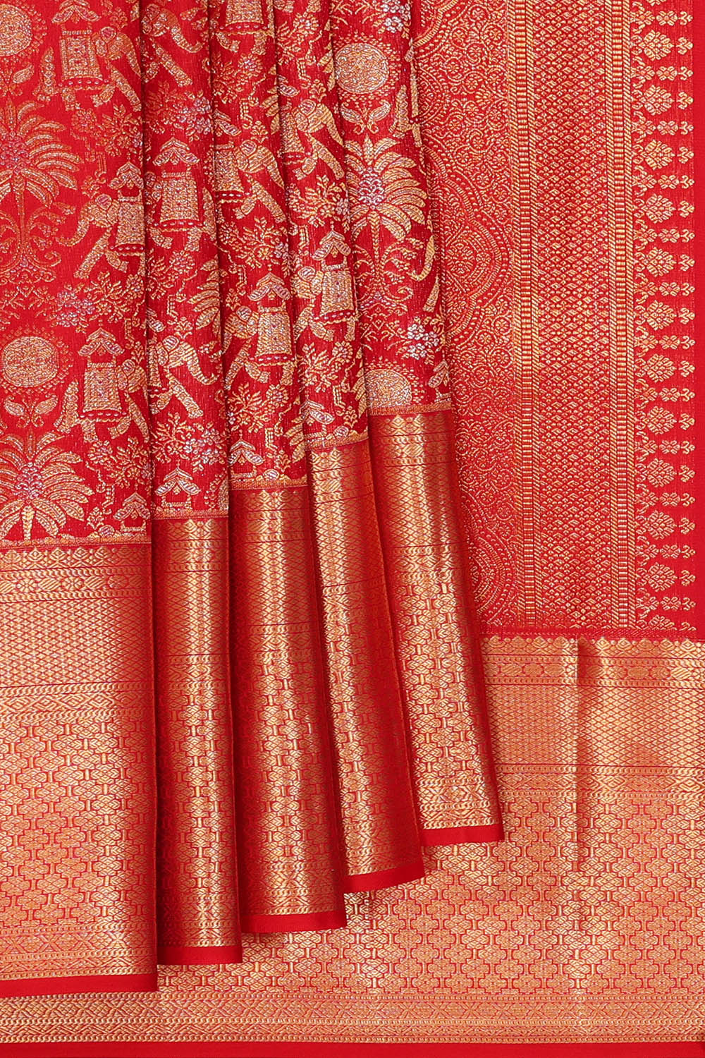 Image of Kanchipattu Red Brocade Saree