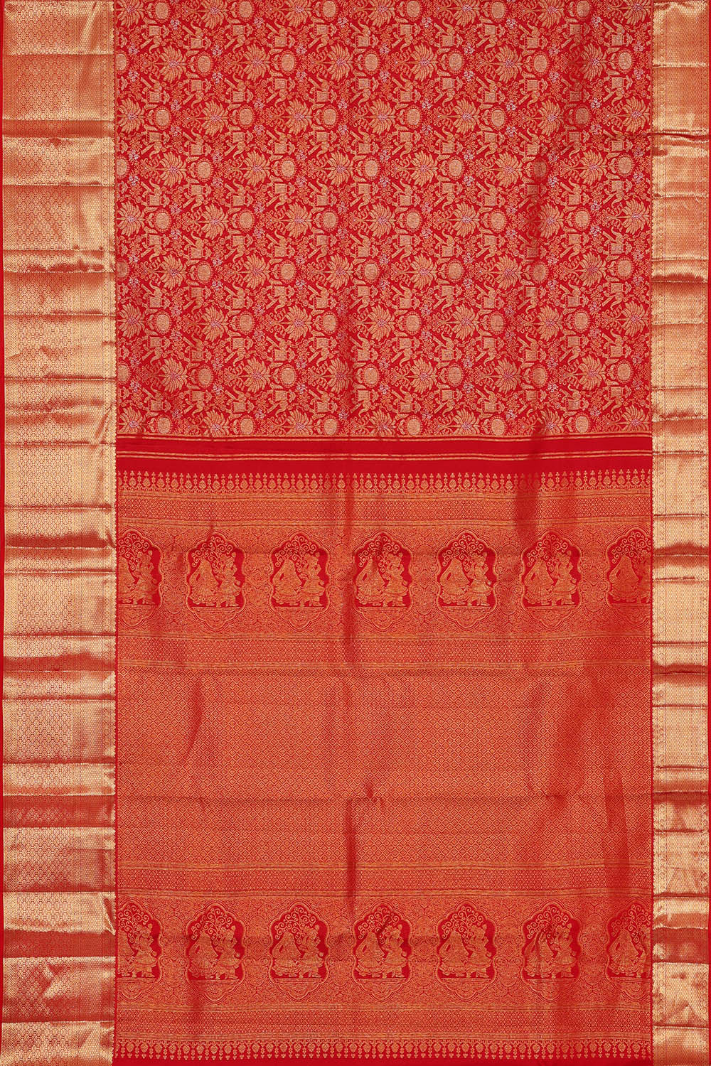 Image of Kanchipattu Red Brocade Saree