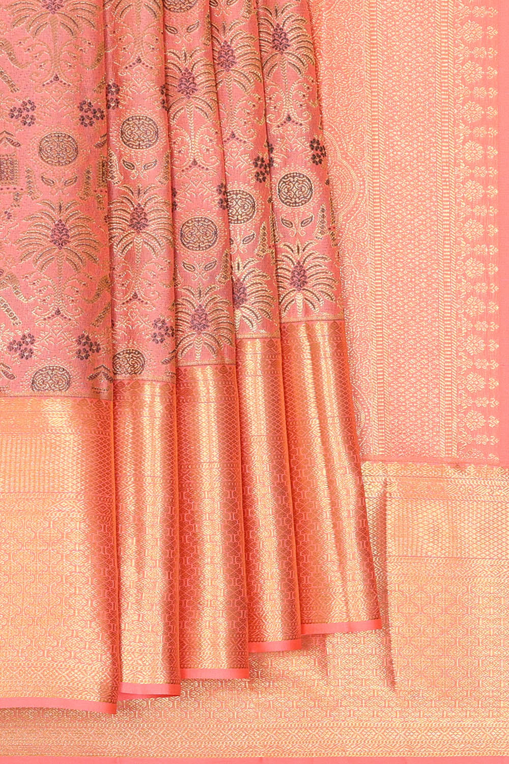 Image of Kanchipattu Pink Brocade Saree