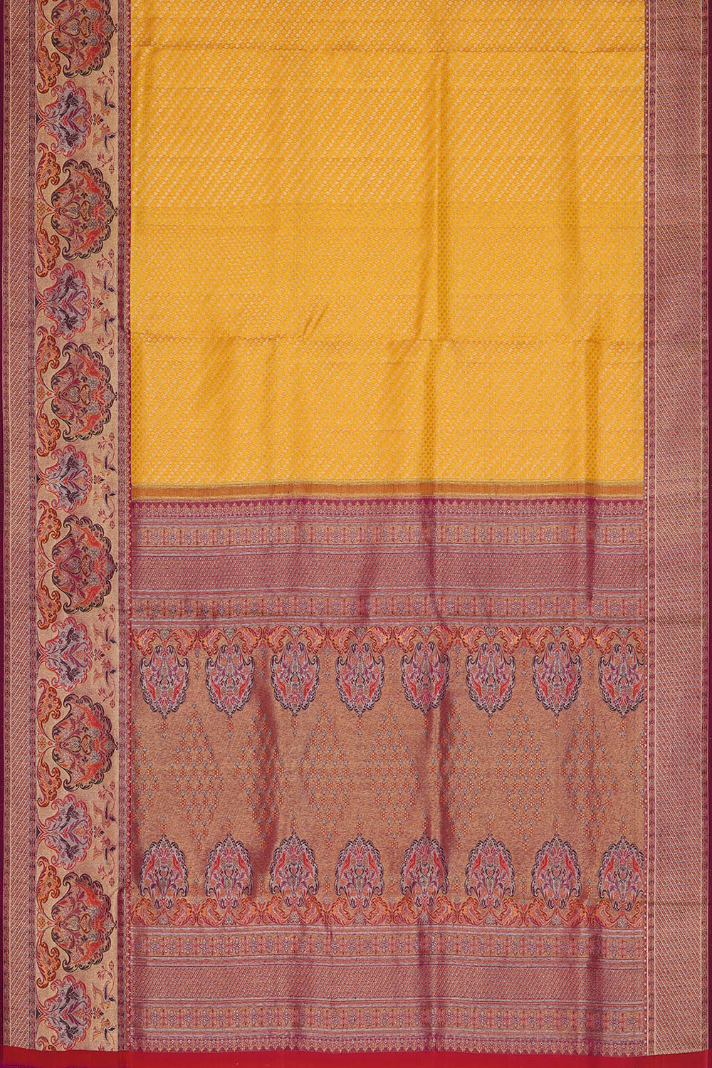 Image of Yellow Kanchipattu Tissue Brocade Saree