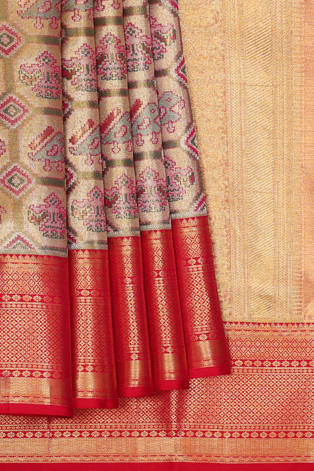 Image of Gold Kanchipattu Tissue Brocade Saree