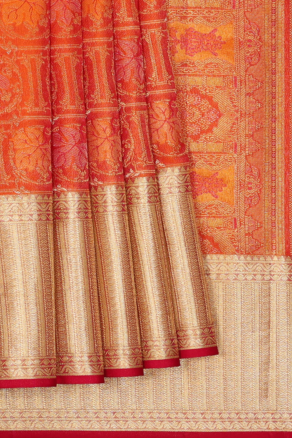 Image of Orange Kanchipattu Brocade Saree