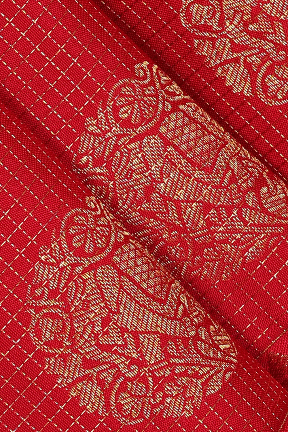 Image of Kanchipattu Red Kattam Saree