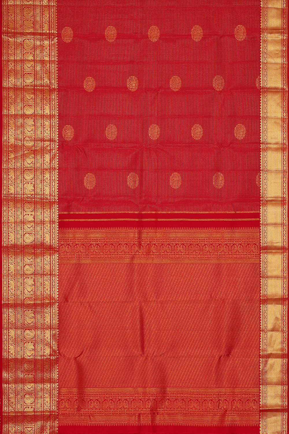 Image of Kanchipattu Red Kattam Saree