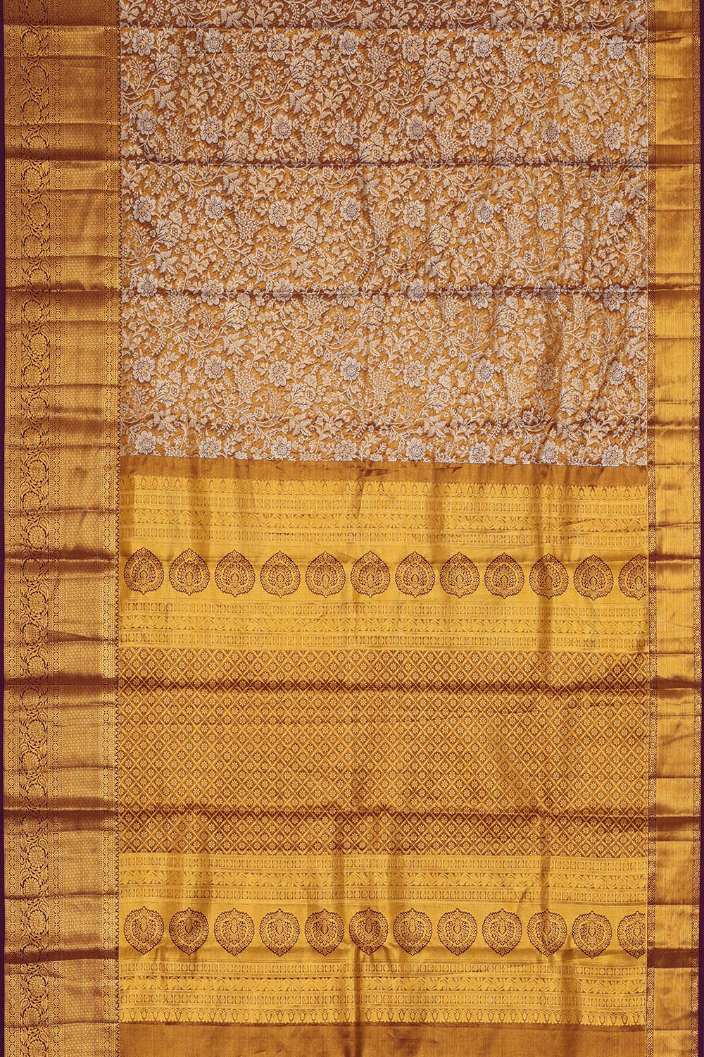 Image of Brown Kanchipattu Tissue Brocade Saree