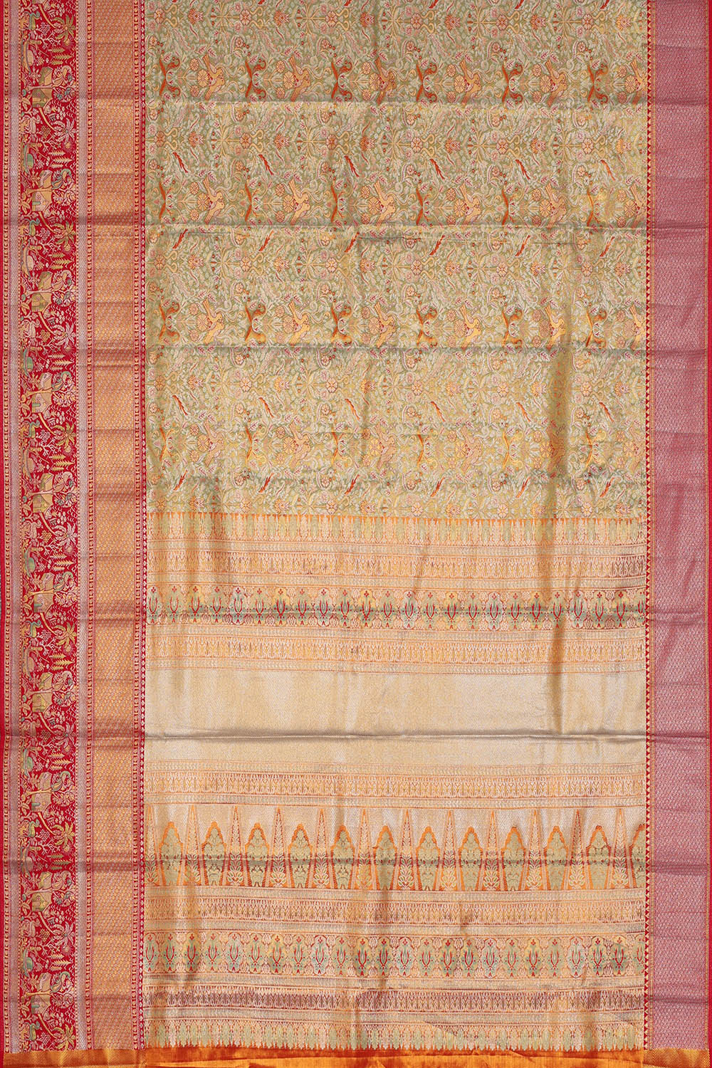 Image of Light-Green Kanchipattu Tissue Brocade Saree