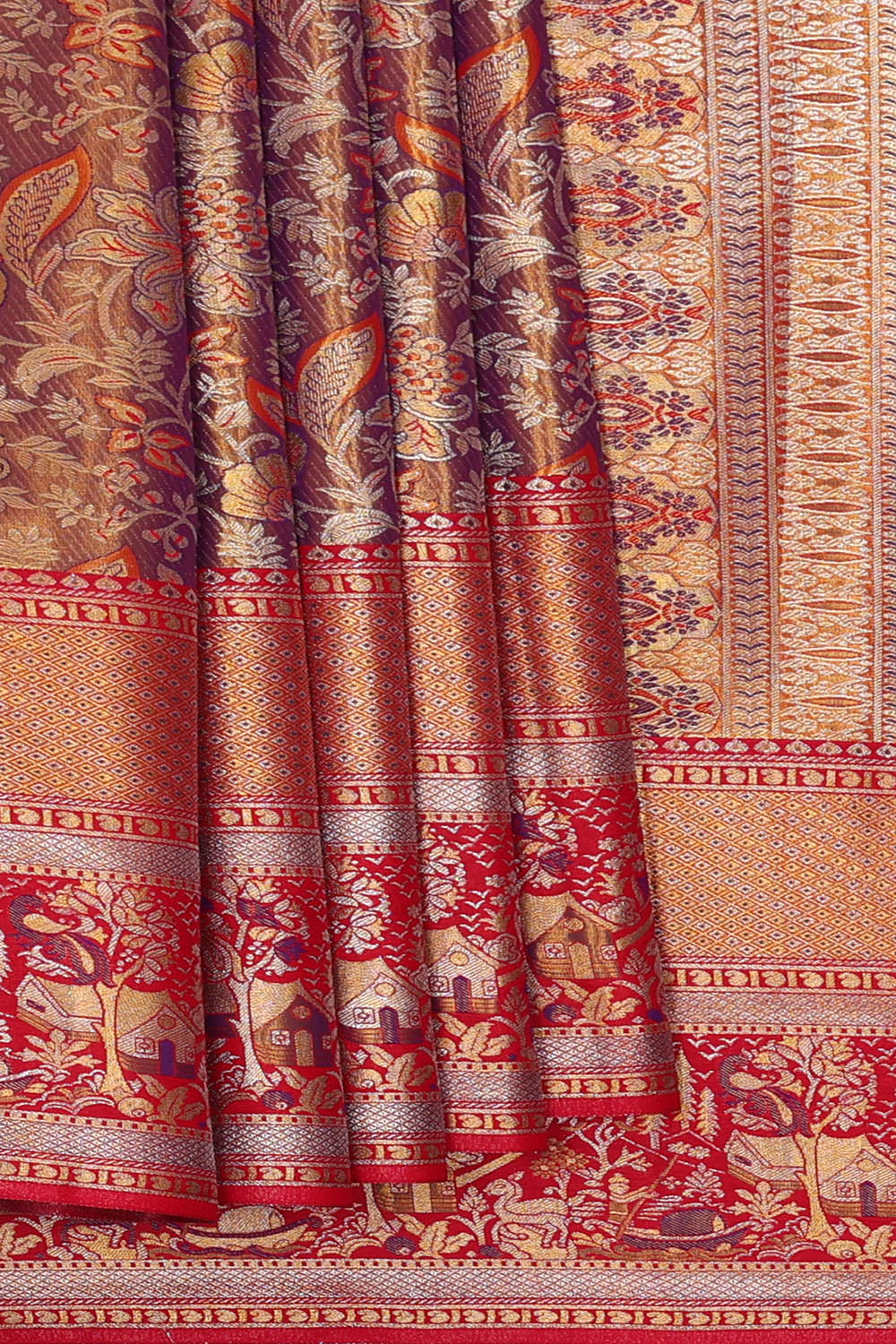 Image of Purple Kanchipattu Tissue Brocade Saree