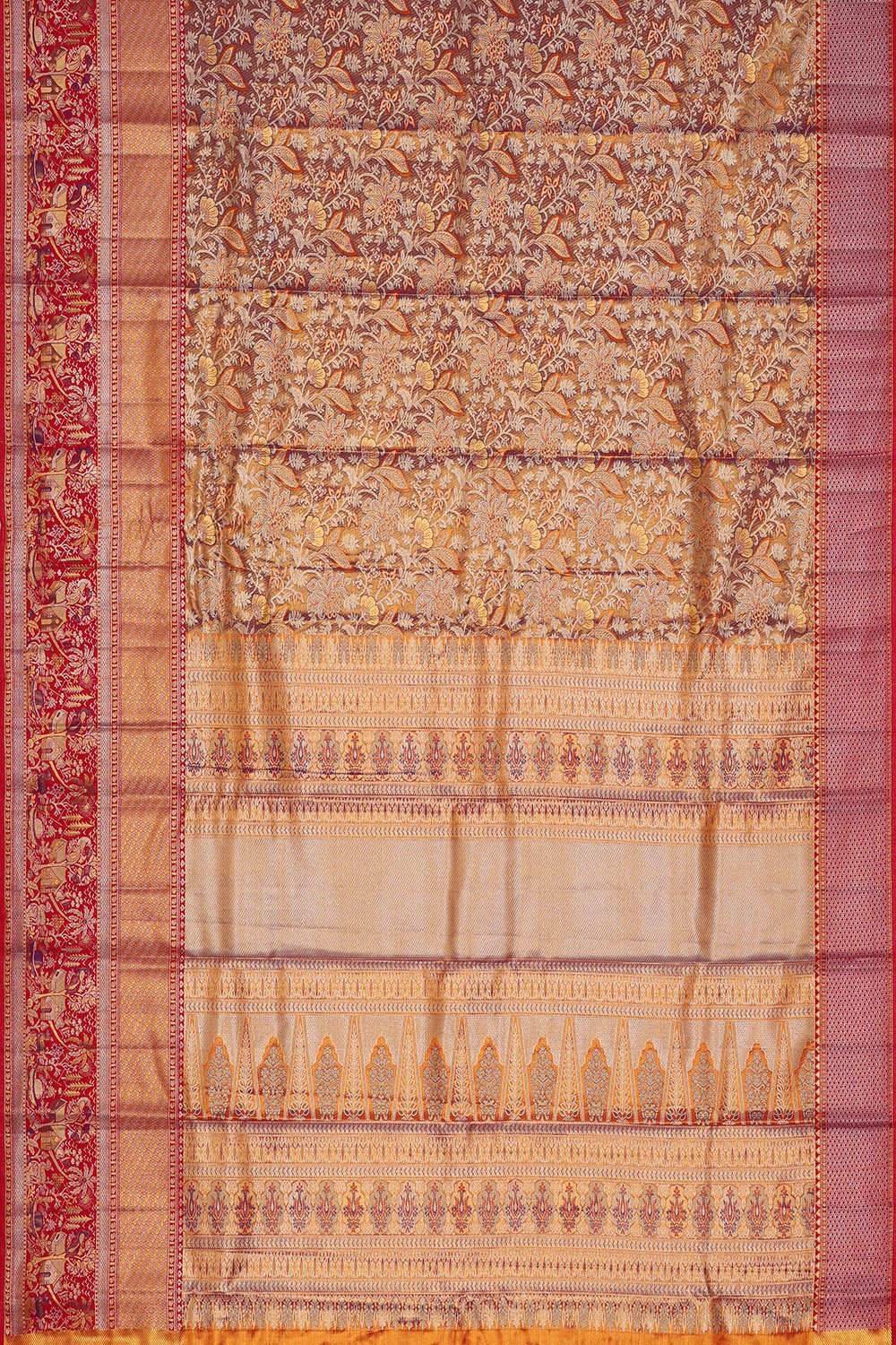 Image of Purple Kanchipattu Tissue Brocade Saree