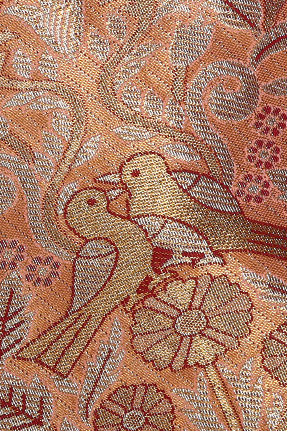 Image of Gold-Peach Kanchipattu Tissue Brocade Saree