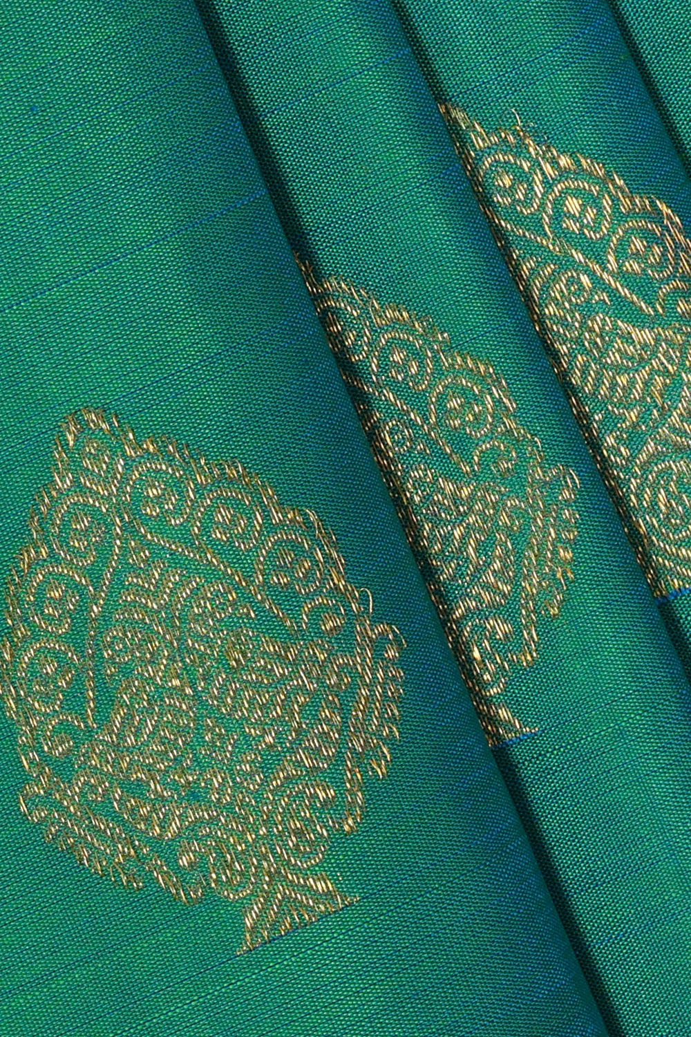 Image of Teal-Green Kanchipattu Saree