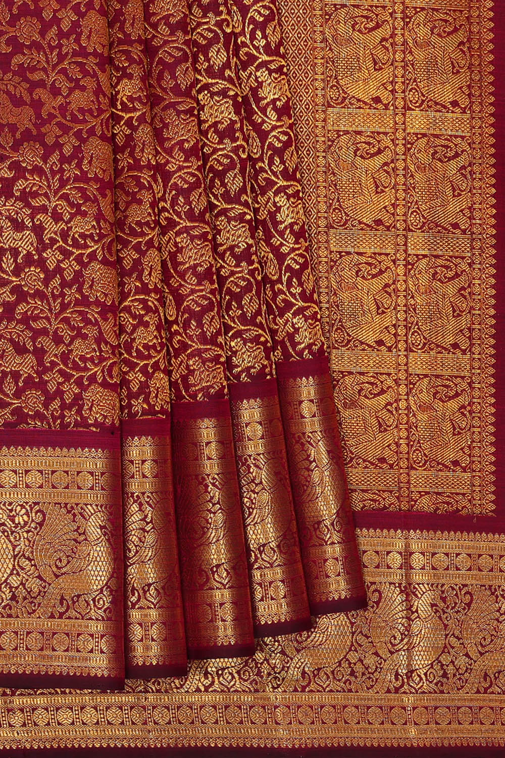 Image of Maroon Kanchipattu Brocade Saree