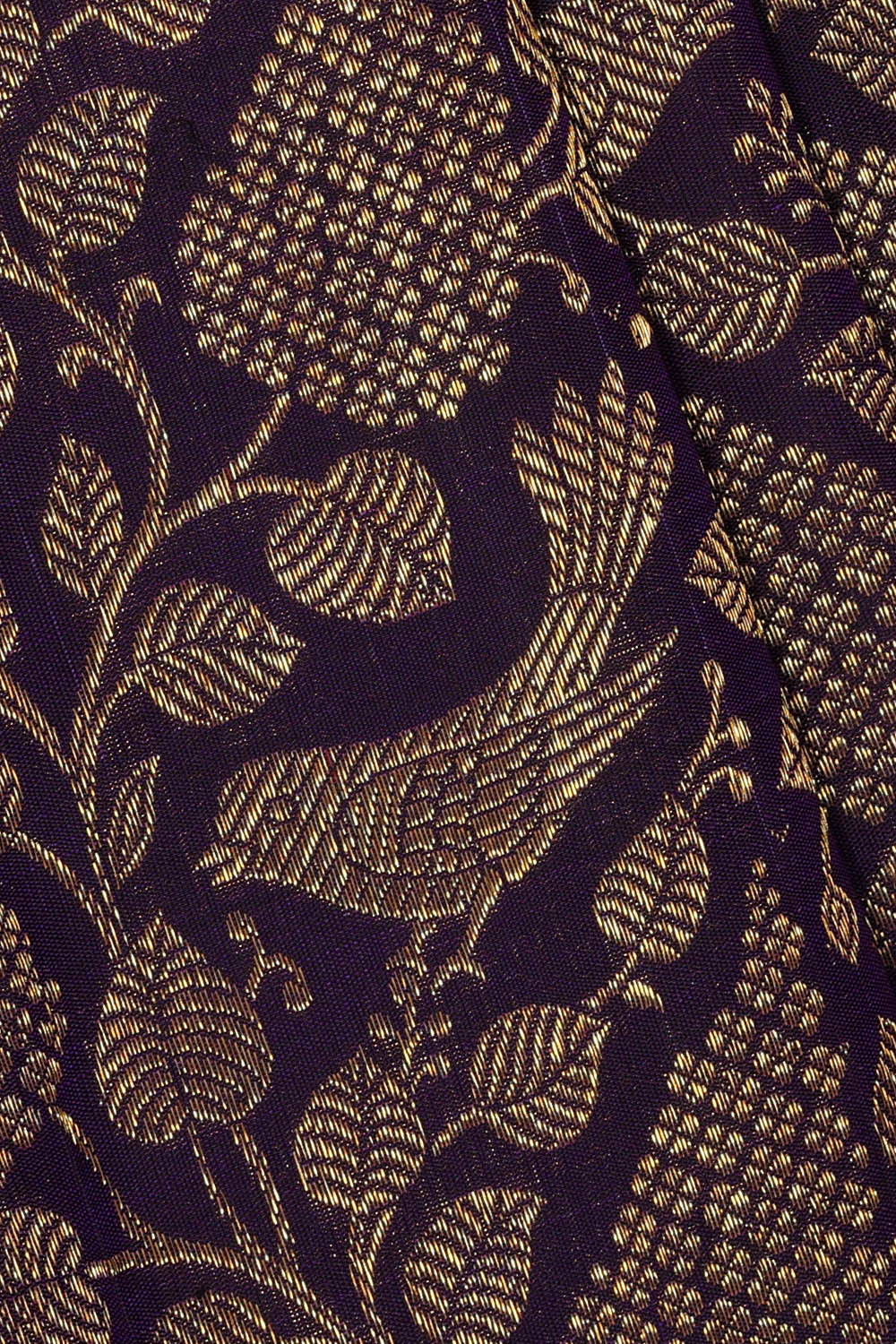 Image of Kanchipattu Navy-Blue Brocade Saree