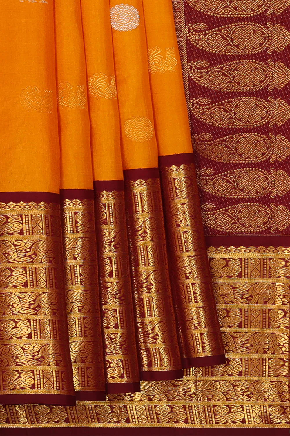 Image of Yellow Kanchipattu Saree