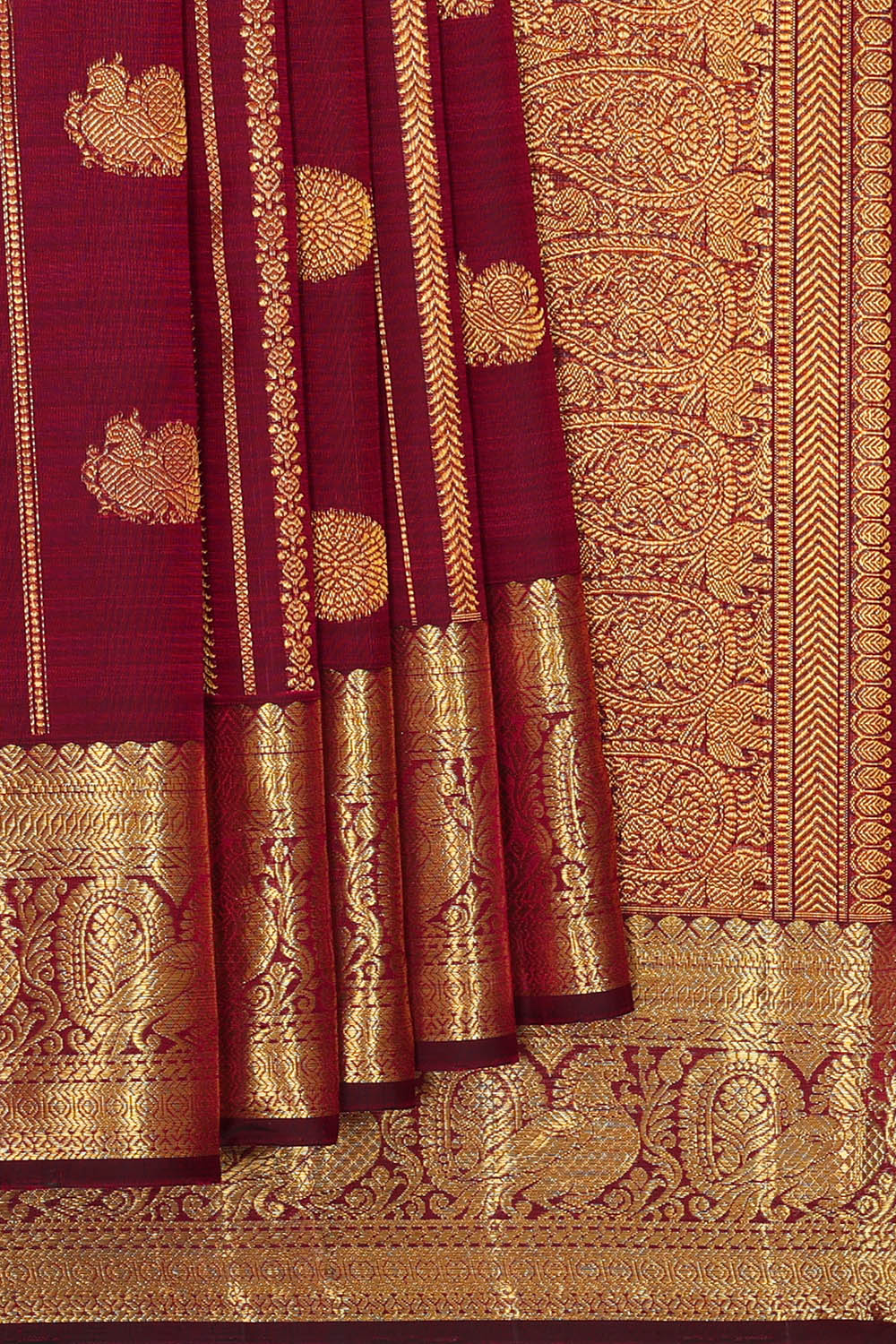 Image of Kanchipattu Maroon Saree