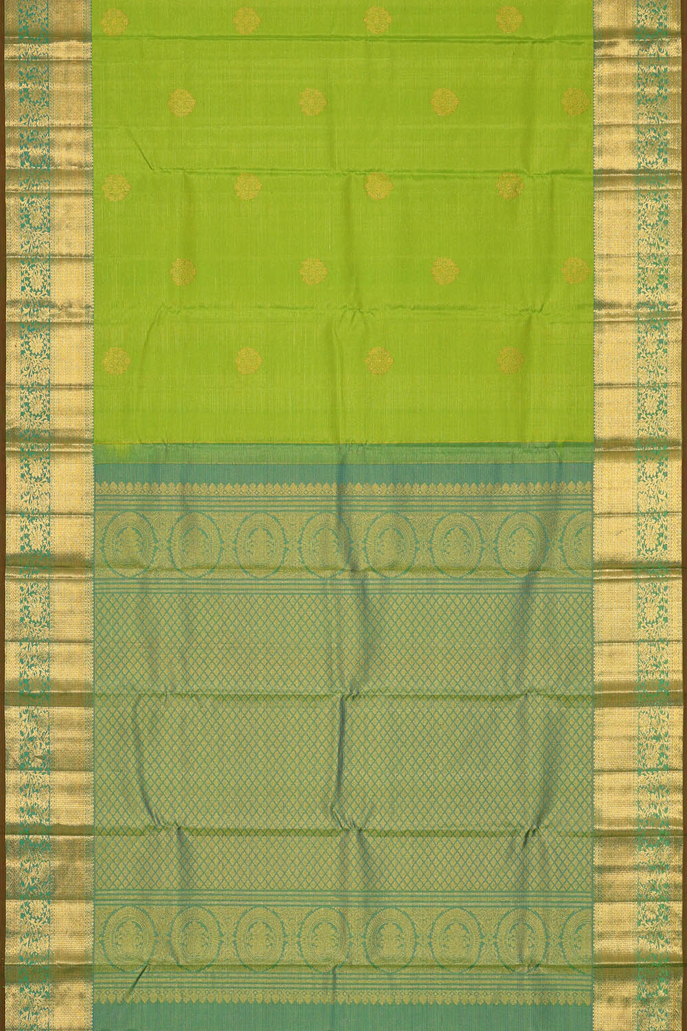 Image of Kanchipattu Parrot-Green Saree