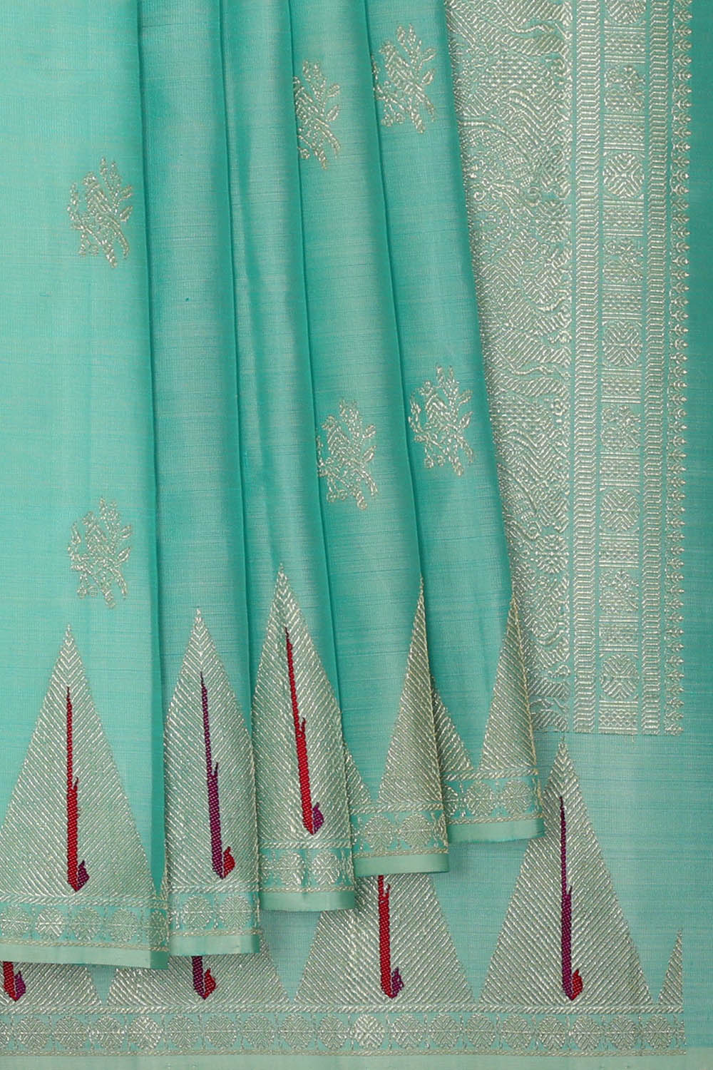 Image of Kanchipattu Sea-Blue Saree
