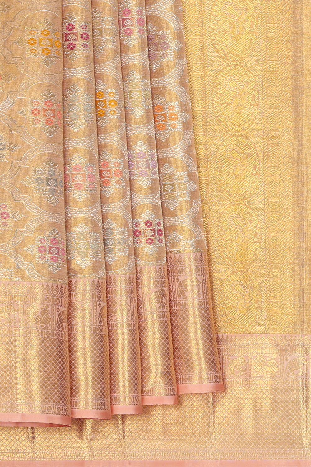 Image of Gold Kanchipattu Tissue Brocade Saree