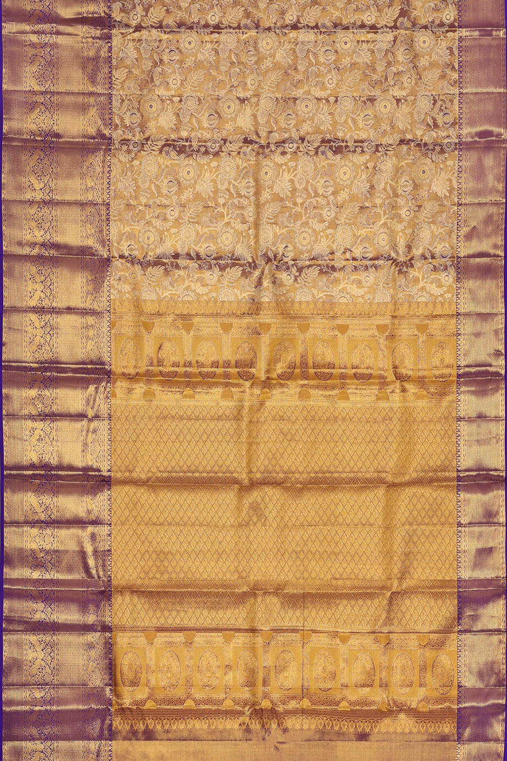 Image of Kanchipattu Purple Tissue Brocade Saree