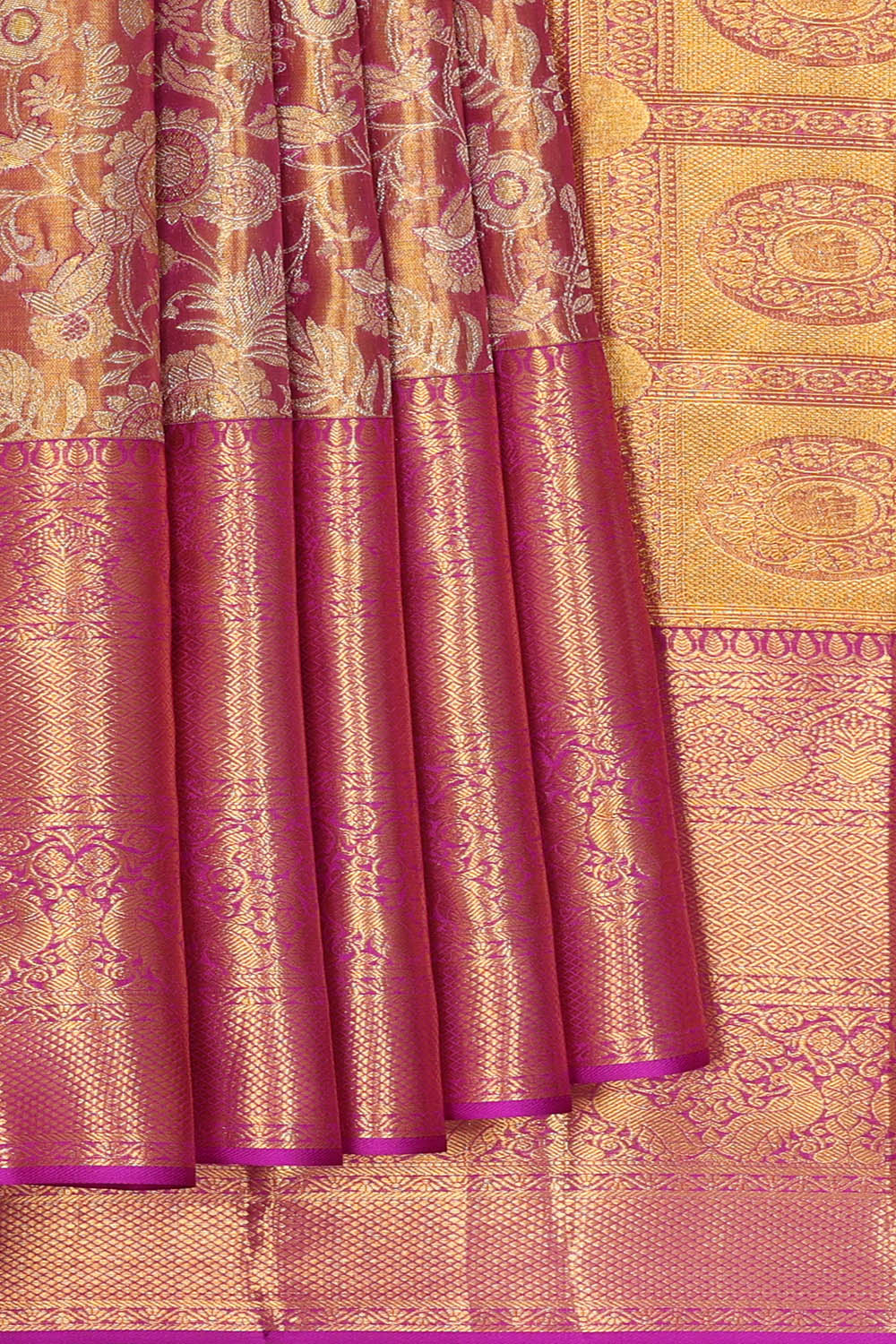 Image of Purple Kanchipattu Tissue Brocade Saree