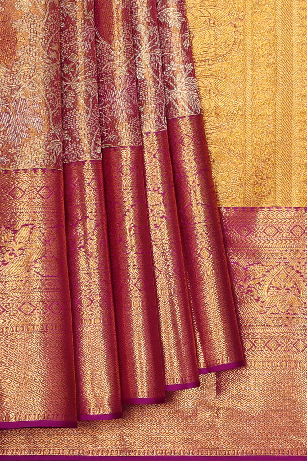 Image of Kanchipattu Mauve Tissue Brocade Saree