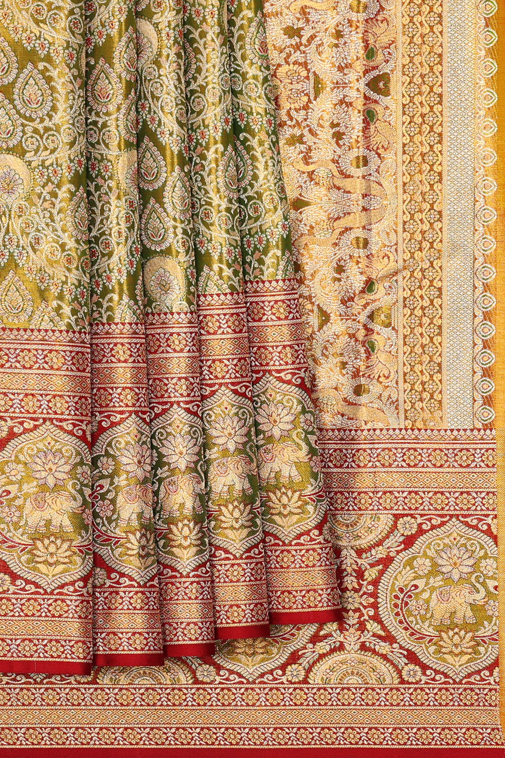 Image of Kanchipattu Green Tissue Brocade Saree