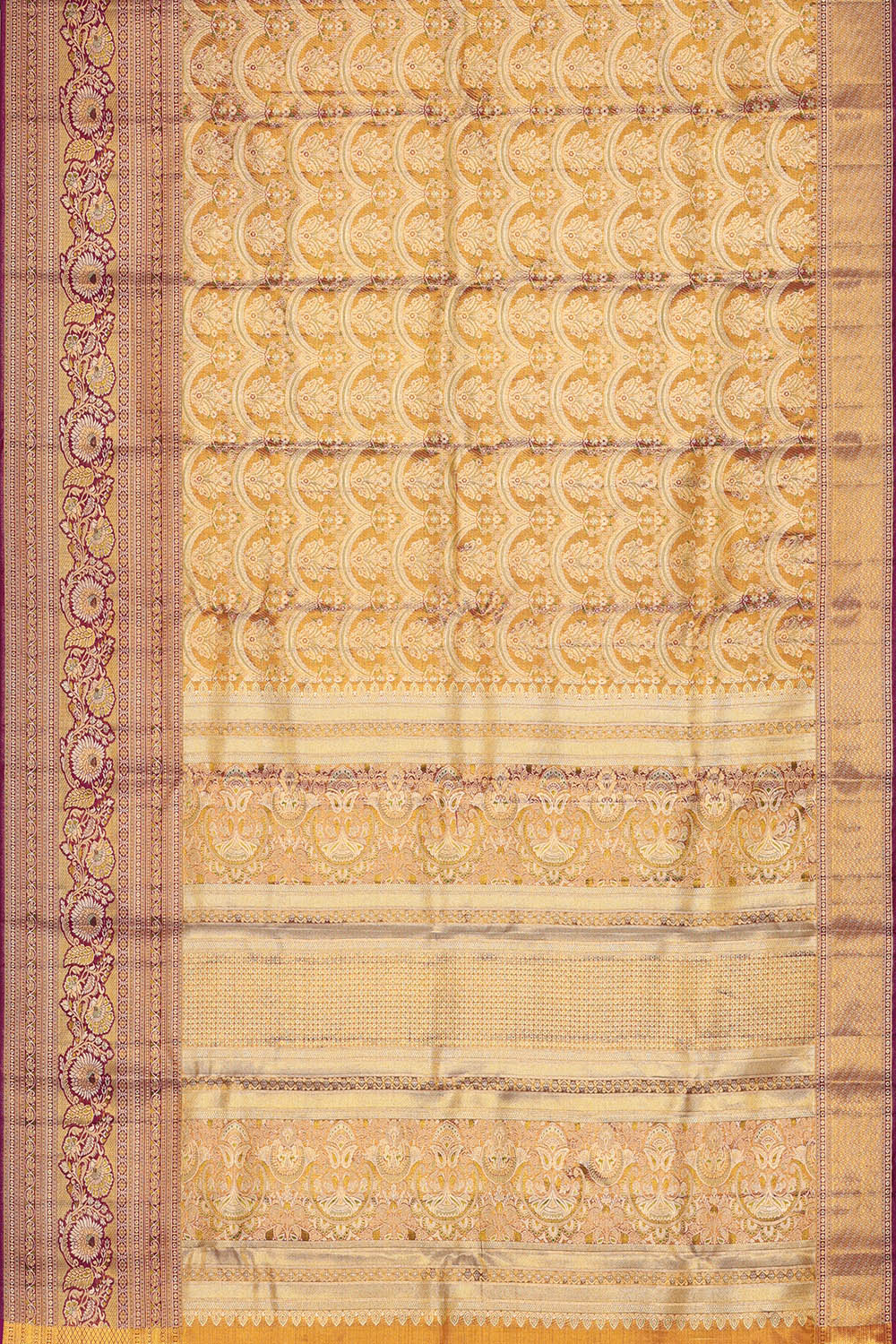 Image of Kanchipattu Gold-Yellow Tissue Brocade Saree