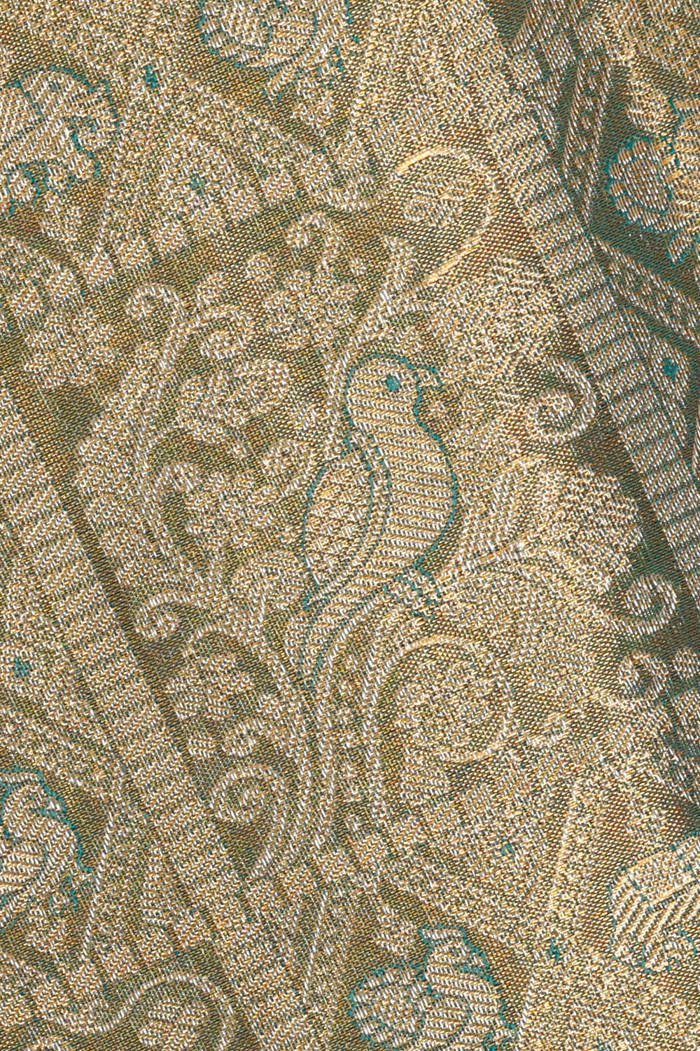 Image of Kanchipattu Smoky-Blue Tissue Brocade Saree