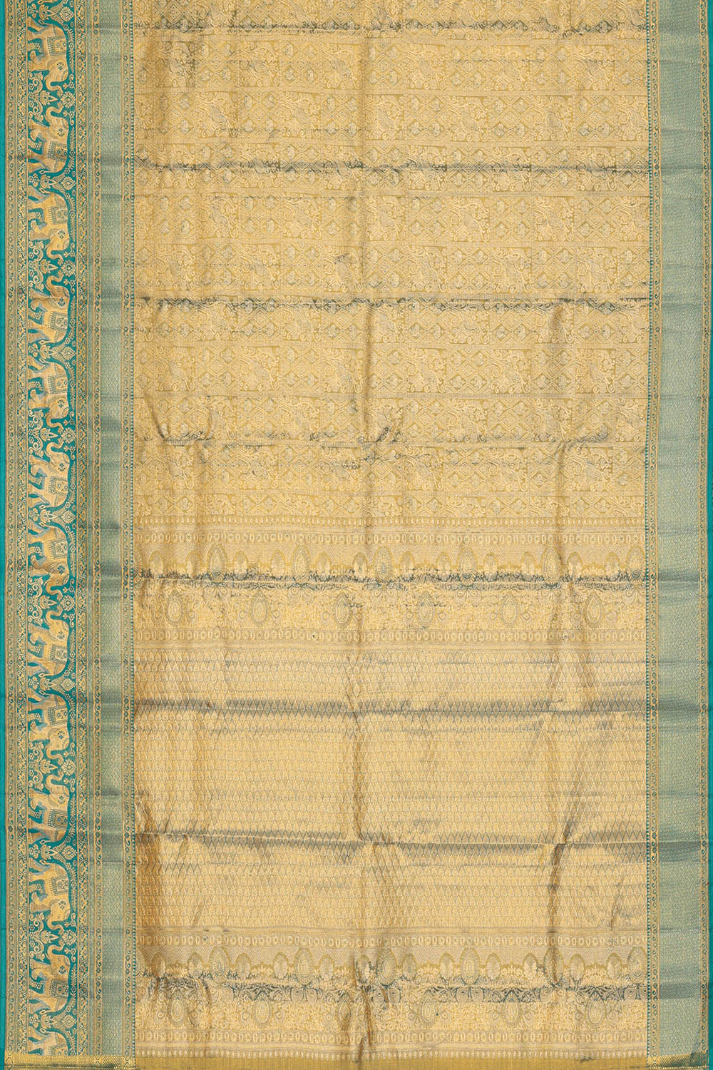 Image of Kanchipattu Smoky-Blue Tissue Brocade Saree