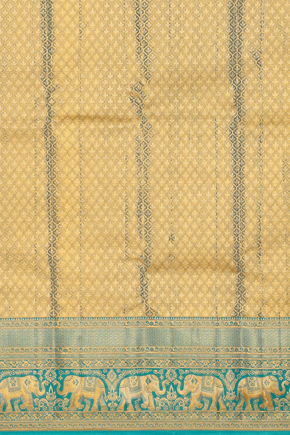 Image of Kanchipattu Smoky-Blue Tissue Brocade Saree