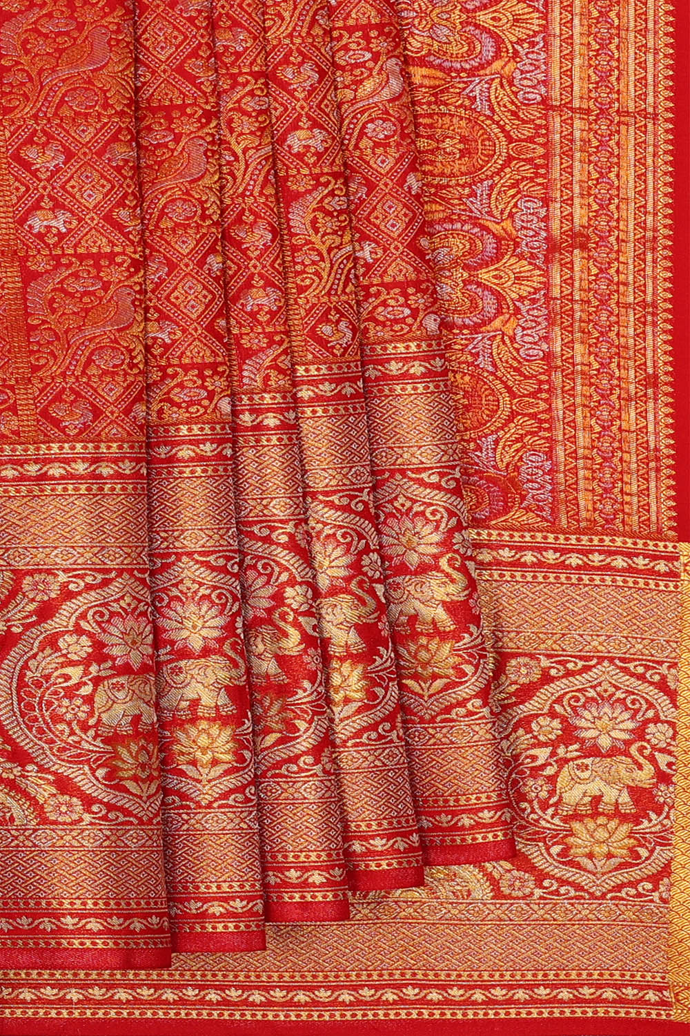 Image of Red Kanchipattu Brocade Saree