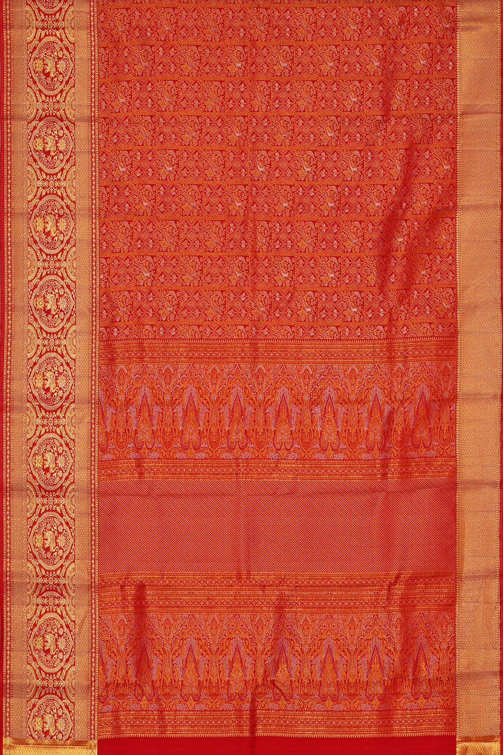 Image of Red Kanchipattu Brocade Saree