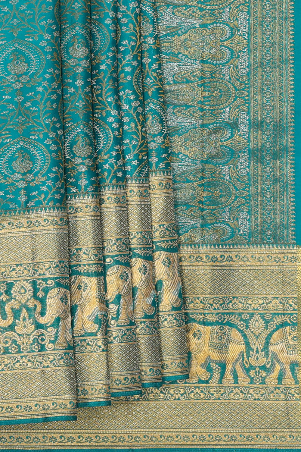 Image of Blue Kanchipattu Brocade Saree