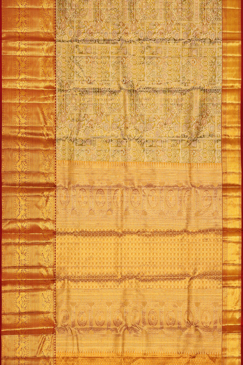 Image of Kanchipattu Green Tissue Brocade Saree