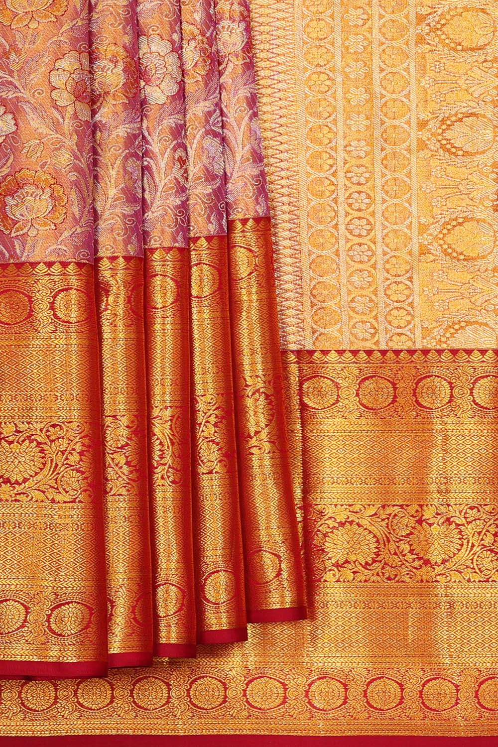Image of Kanchipattu Purple Tissue Brocade Saree