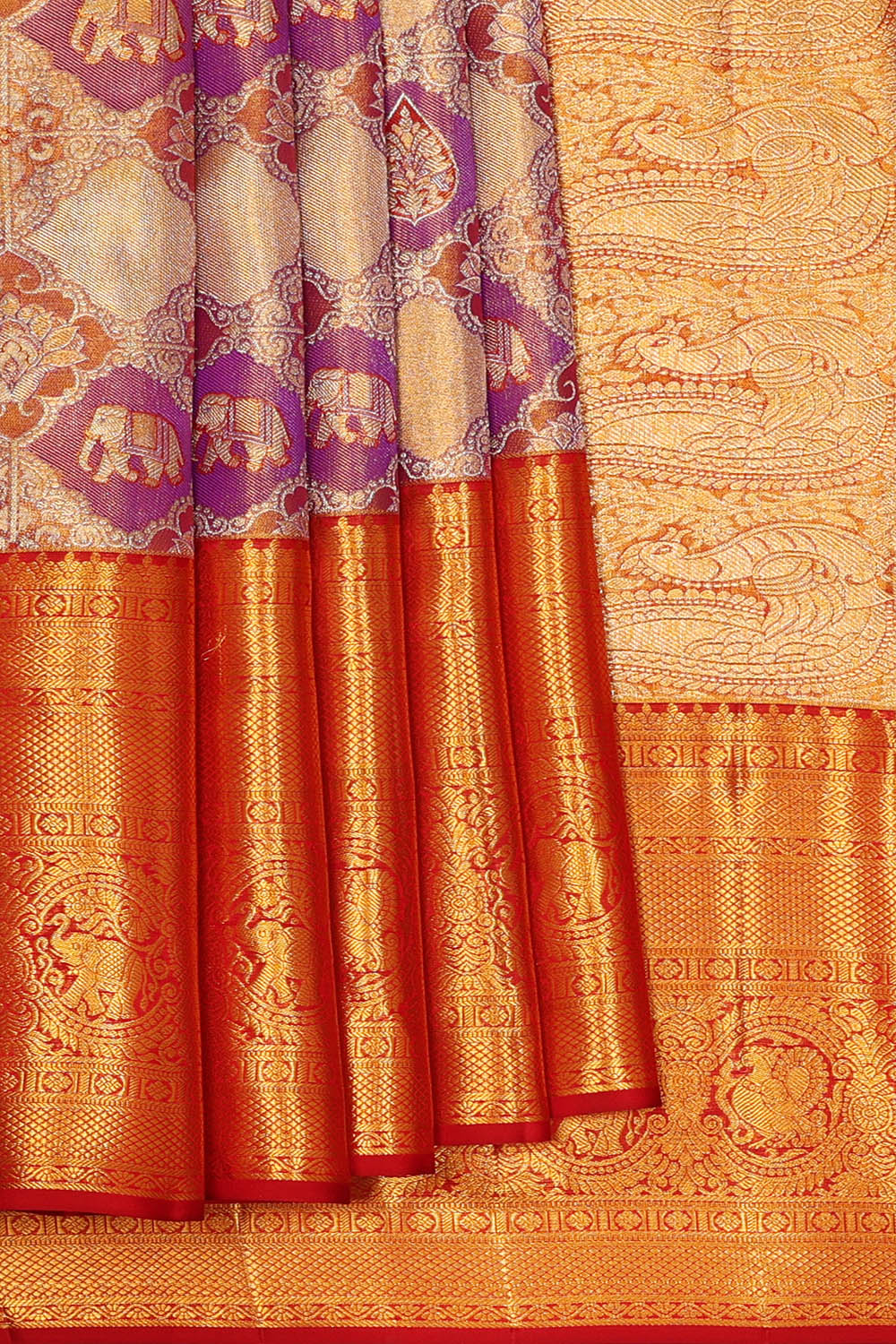 Image of Kanchipattu Purple Tissue Brocade Saree