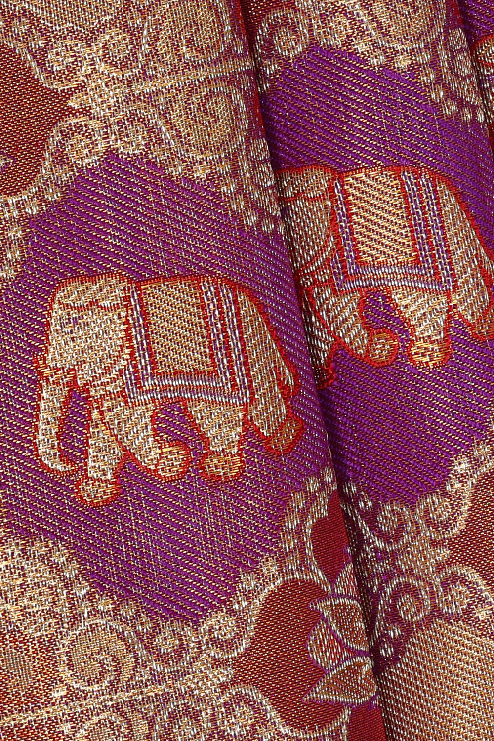 Image of Kanchipattu Purple Tissue Brocade Saree
