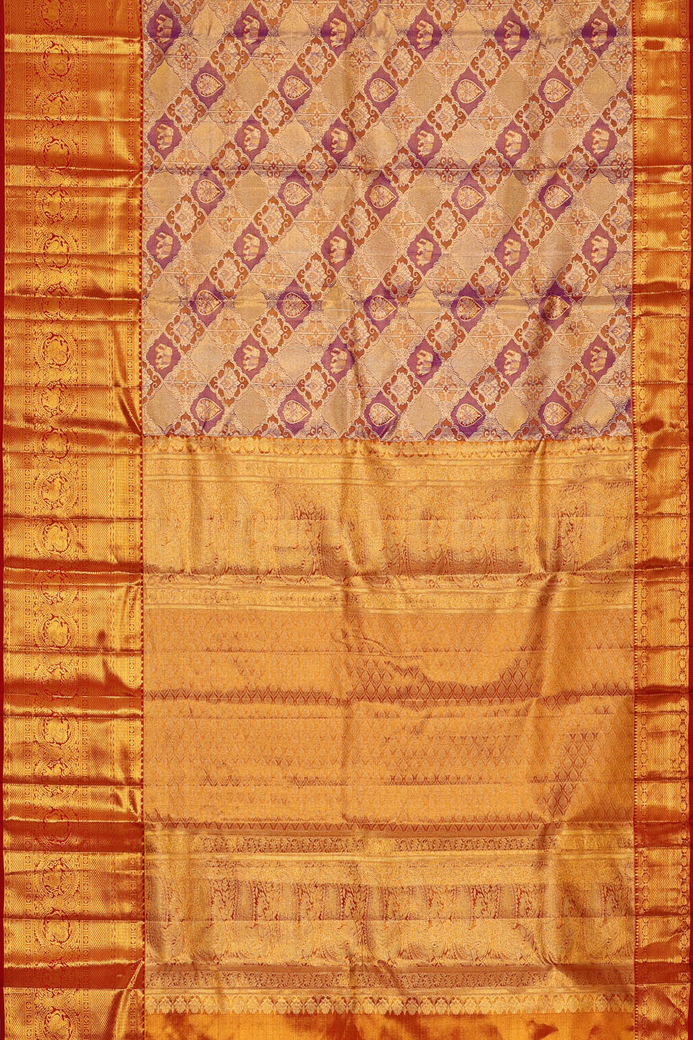 Image of Kanchipattu Purple Tissue Brocade Saree