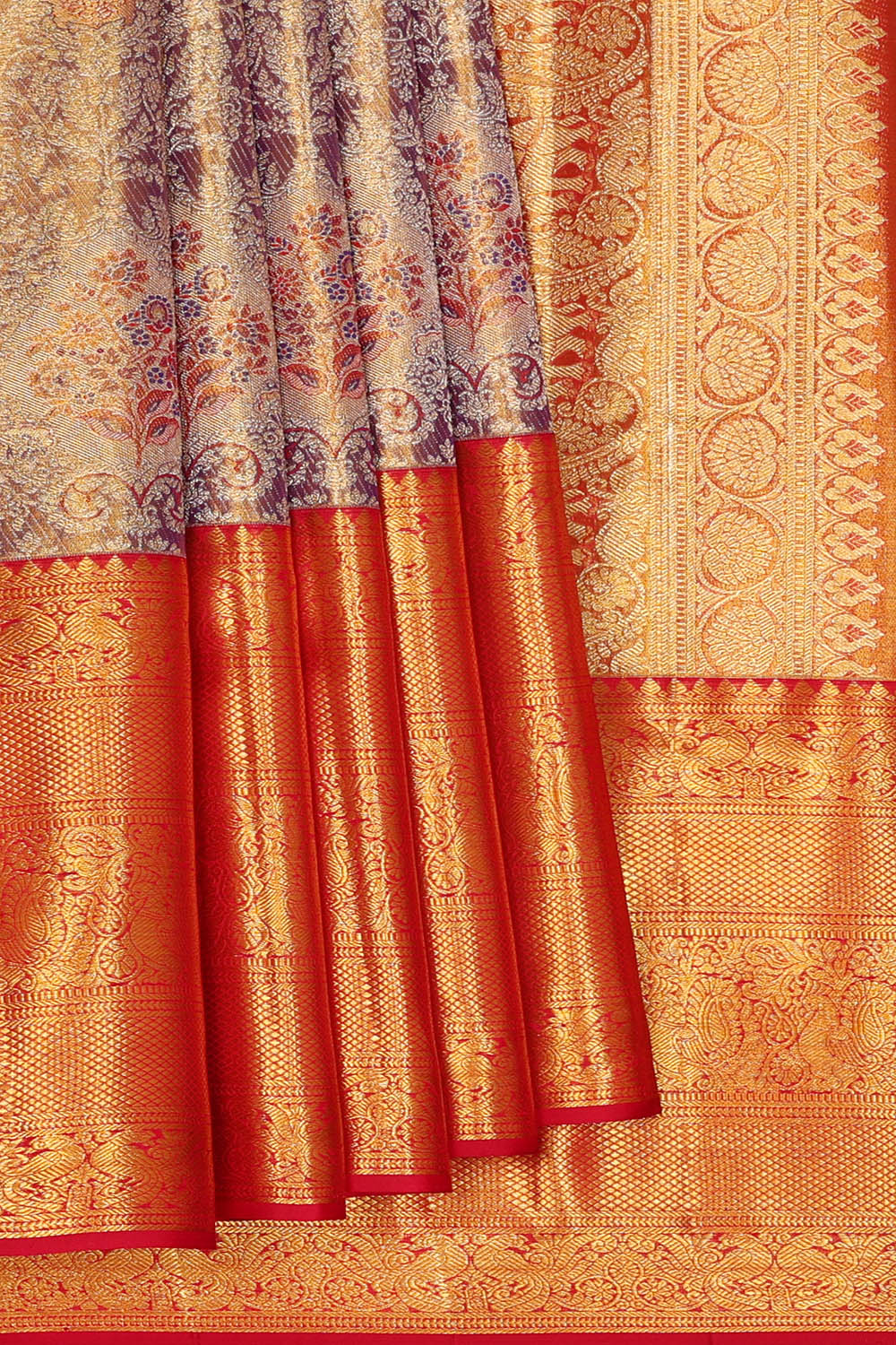 Image of Kanchipattu Purple Tissue Brocade Saree
