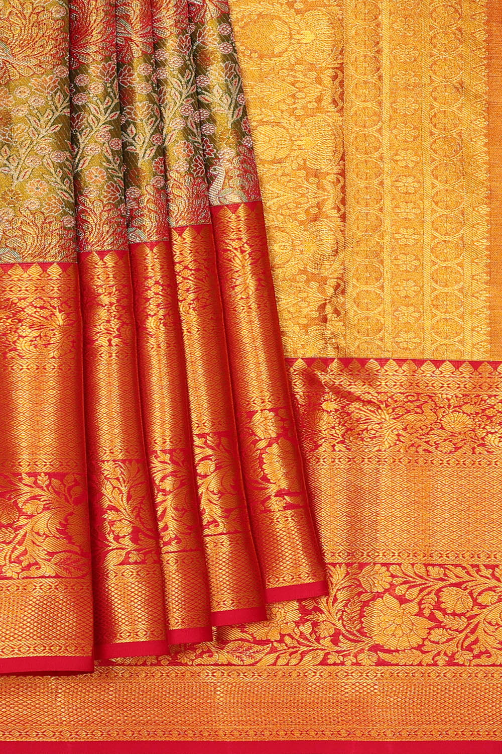 Image of Kanchipattu Green Tissue Brocade Saree