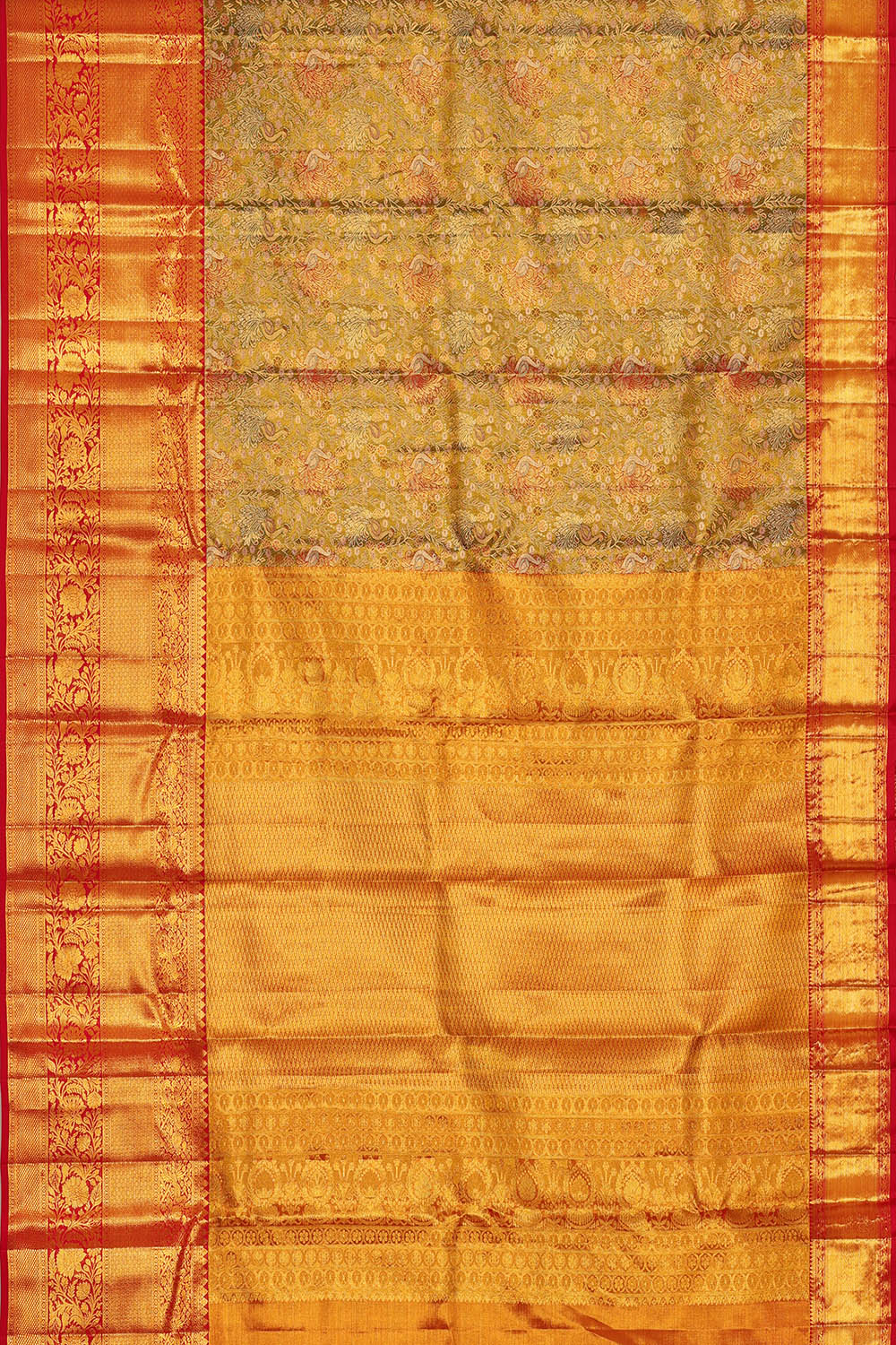 Image of Kanchipattu Green Tissue Brocade Saree